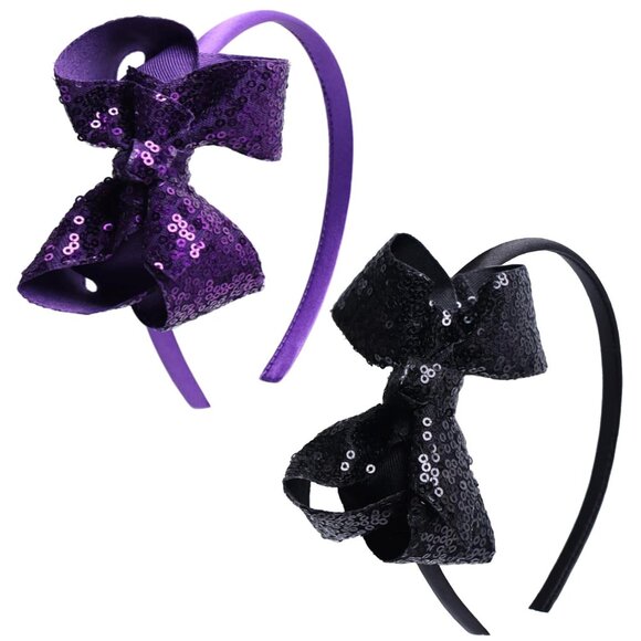Children Girls Glitter Sequin Bow Headband Set for Kids Party Daily Wear - Picture 1 of 7